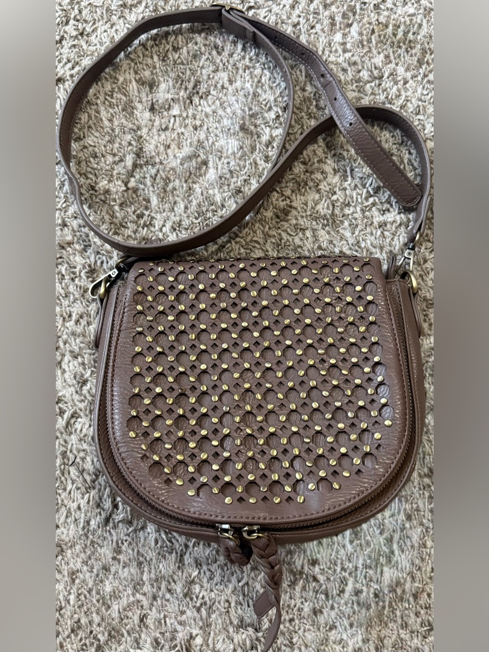 MMS Design Studio Studded
Crossbody Saddle Bag | Vegan Leather